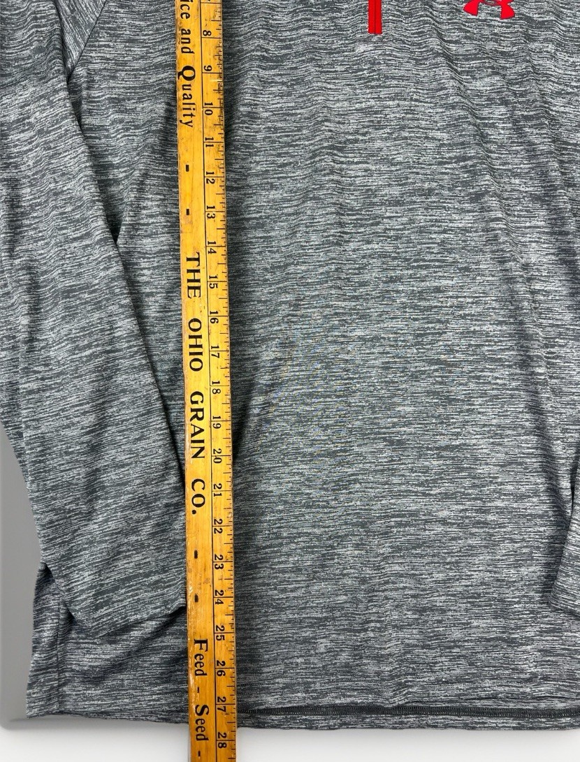 Under Armour HeatGear Quarter Zip Pullover Medium Gray Red Logo Athletic thumbnail 7