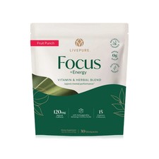 Live Pure Focus Energy Sticks, Fruit Punch 30 Packets NEW Exp 3/27