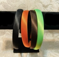 Black Green Orange Brown Satin Headband Bohemian Fashion Hair Accessory Set Of 4