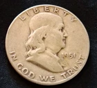 1951s Franklin Half Dollar, 90% Silver