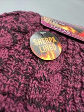 Polar Extreme Women's Thermal Insulated Winter Knit  Beanie Purple Sherpa Lined