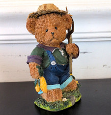 Dollar Tree Bear Collection Farmer Bear Resin Figurine Hat Pitchfork 42154