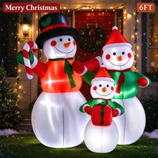 6FT Christmas Inflatable Outdoor Decoration Snowman Family LED Lighted Blow-up