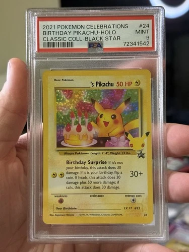 2021 Birthday Pikachu #24 Pokemon Celebrations Black Star Promo Holo PSA 9