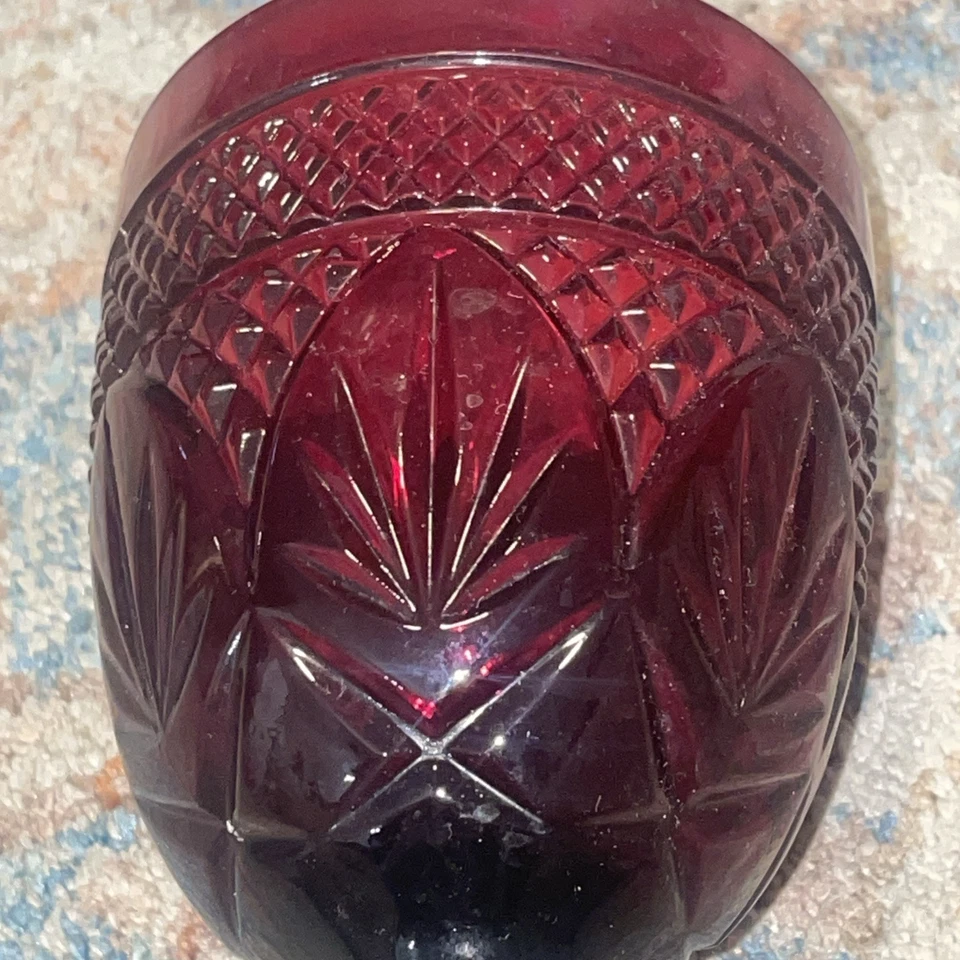 "Juego de 4 copas de agua/vino vintage de 8"" CRISTAL D'ARQUES Durand rojo rubí retiradas" Foto 4 de 4