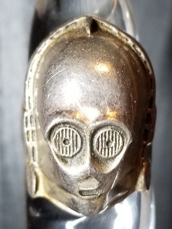 Star Wars C3PO .925 Sterling Silver Artisan Made Ring Size 13 ish See Pics. 20gr
