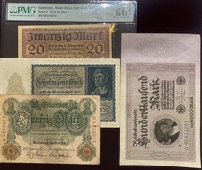 4x Reichsmark Konvolut- Erhaltung Reichsbanknote Deutsches Reich Reichsbank 🇩🇪