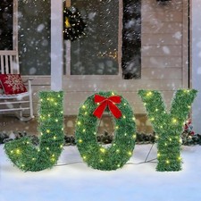 3 Piece Outdoor Joy Christmas Decoration, Lighted Joy Yard Display Set, Joy