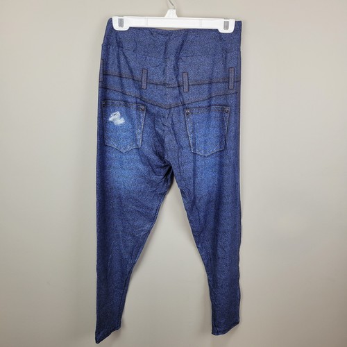 Dren Designs Faux Distressed Denim Sonnenblumenakzente Leggings groß und kurvig - Bild 5 von 6