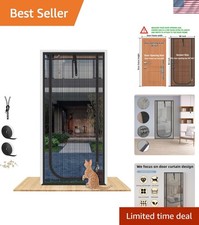 Black Vinyl-Coated Cat Screen Door with Zipper - Fits Door Size Up to 36''x81''