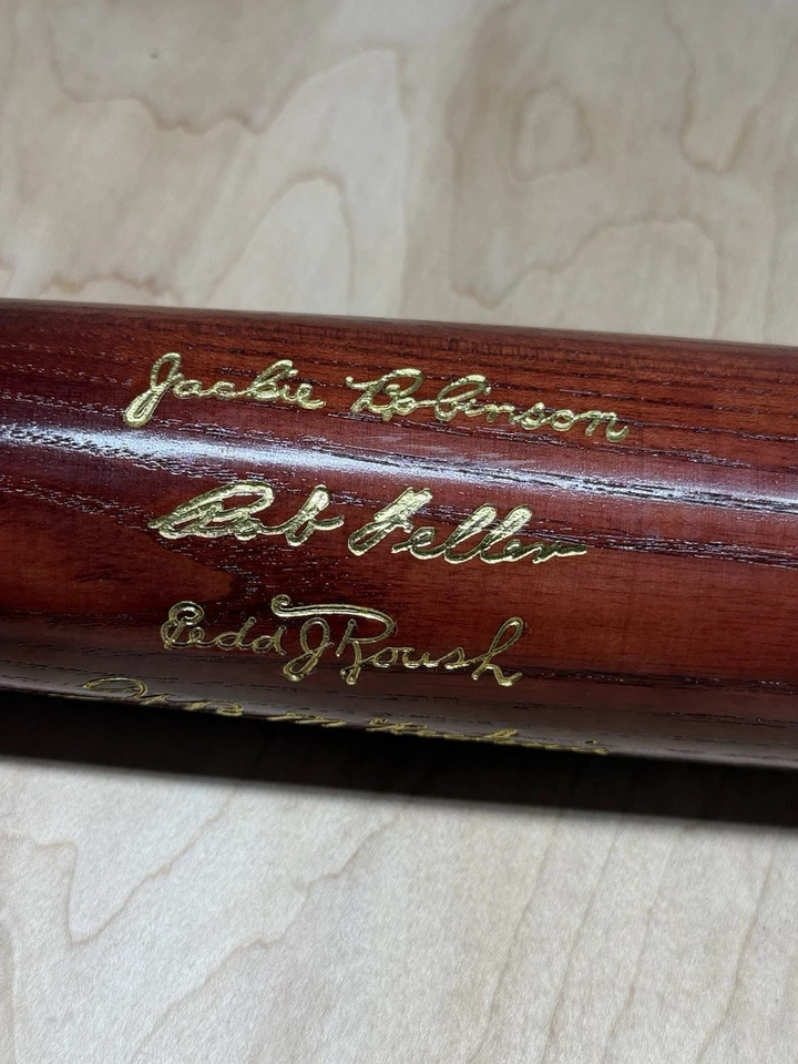 Bate de inducción de 500 Jackie Robinson Feller Roush 1962 Coopertown de béisbol de la corte Foto 2 de 4