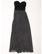VINTAGE Womens Maxi Strapless Dress UK 6 XS  Black Polyamide CJ16