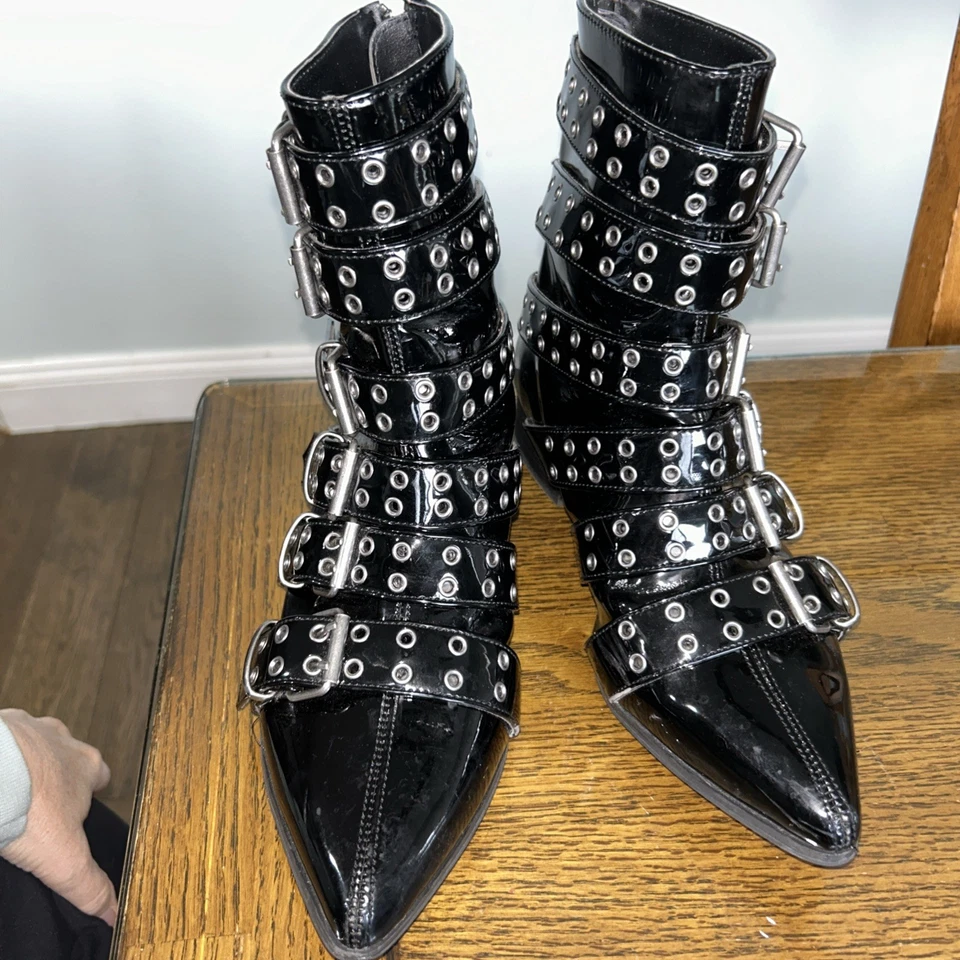 Botas al tobillo Wicked Warlock 70 multi correa Winklepicker para hombre 6 patentes NY DEMONIA Foto 4 de 4