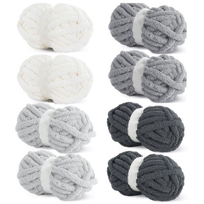 HOMBYS Chunky Chenille 8 Pack, 2Cream+2 Light Grey+2 Medium Dark Grey