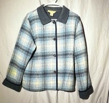 Womans Norton Mcnaughto Blue Plaid Jacket Xl Acrylic/wool/polyester