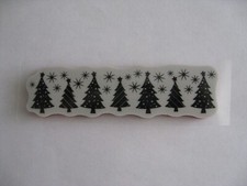 NEW CLING BORDER RUBBER STAMP  CHRISTMAS TREES  SNOWFLAKES