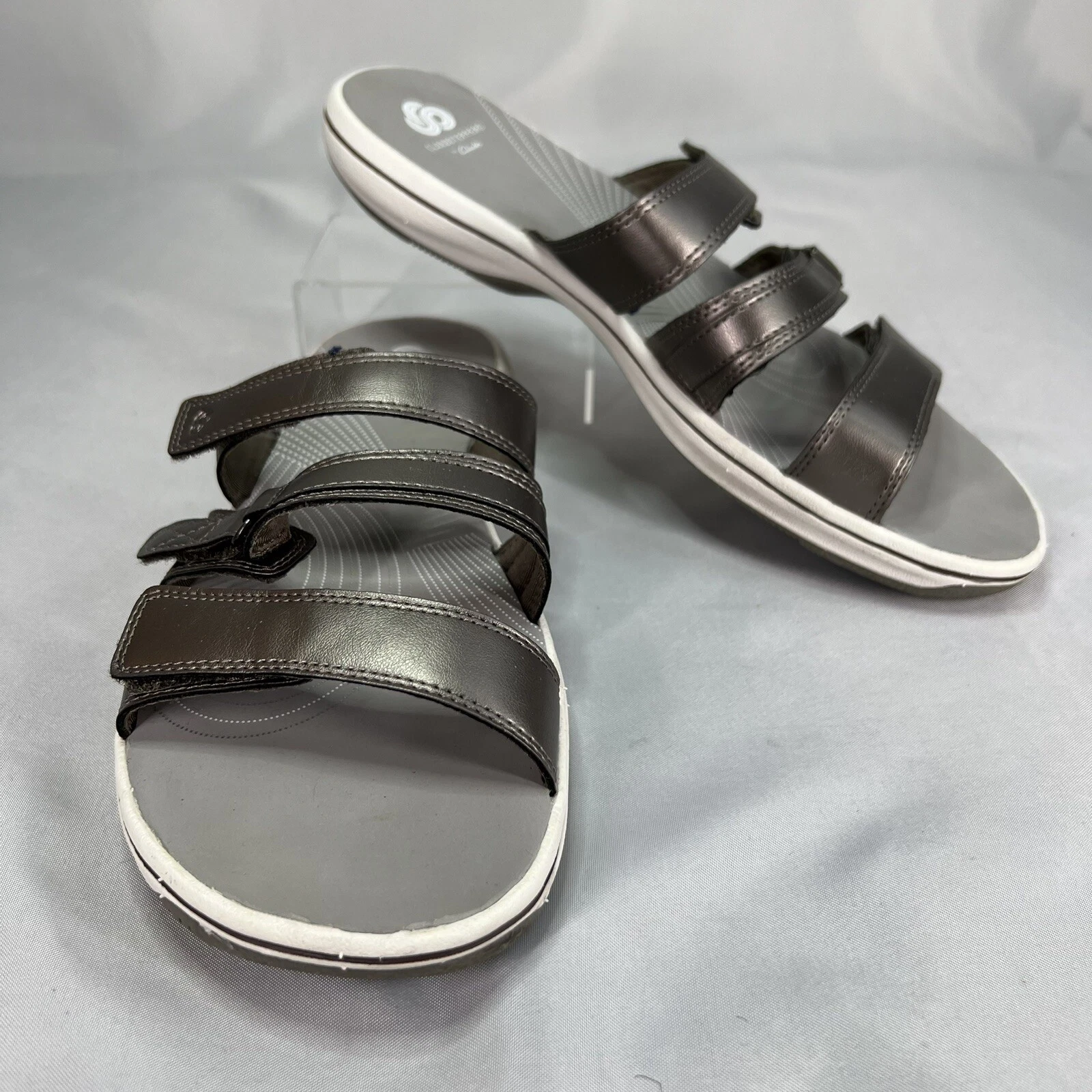 Clarks Brinkley Coast Womens Slide Sandal Silver US Size 10