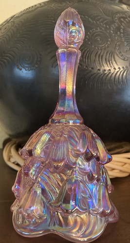 Fenton Temple Bell Lily of the Valley Iridescent Pink Carnival Glass 6.5” Tall - Picture 2 of 4