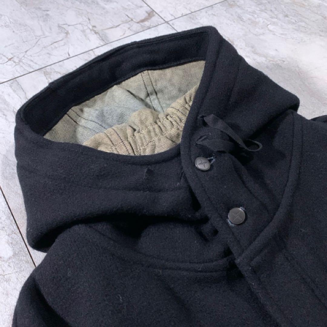 Stone Island Wool Hooded Coat, Black, Size L, Made in Italy, Archive Collection Stone Island Wool Hooded Coat, Black, Size L, Made in Italy, Archive Collection
