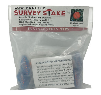Low Profile Survey Stakes Hi-Vis Orange - 4 Pack