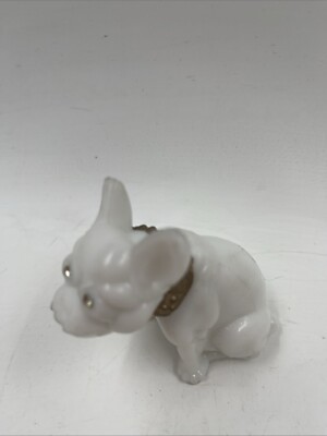 Vintage MCM Westmoreland White Glass French Bulldog Dog Figurine