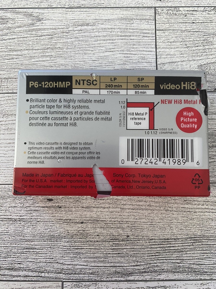 ★新品未開封/ SONY Hi8ビデオテープ /P6-120HMP x９ Sony Hi8 Video 8mm Tape P6-120HMP sealed NEW rip in wrapper | eBay