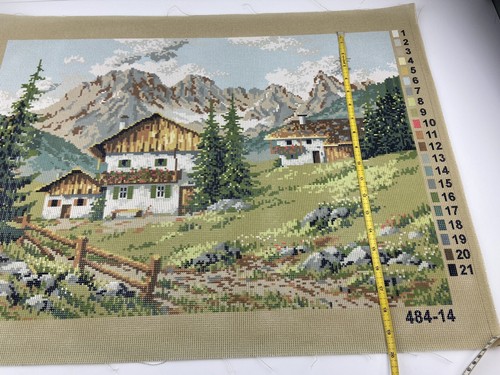 Unbranded Needlepoint Tapestry Canvas Home Evergreen Mountain 25in By 17in - Picture 4 of 4