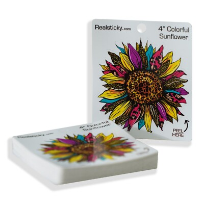 Colorful Sunflower Sticker Sun Flower Cheetah Leopard Laptop Car Vehicle Decal