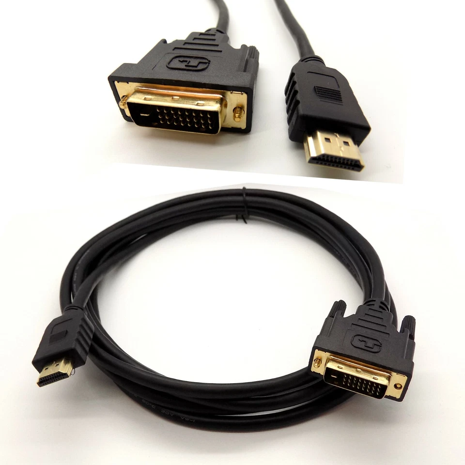 5m DVI to HDMI Cable DVI-D 24+1 Pin Male HDMI Male Digital Lead PC to HD TV LCD - Image 3 of 4