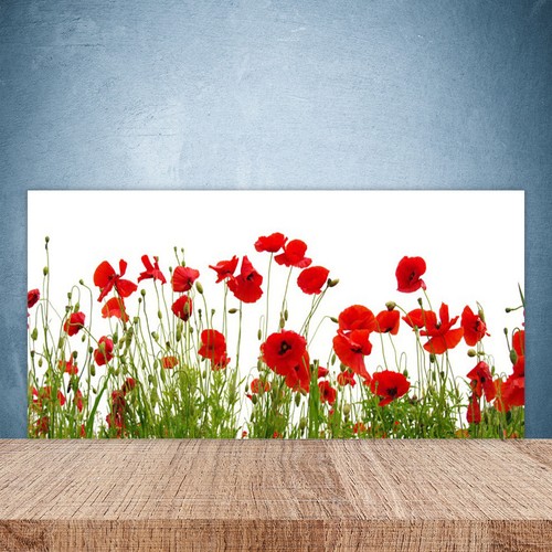 Panneau Crédence Cuisine En Verre 100x50 Cm - Motif Floral Coquelicots - Marque Tulup - Neuf