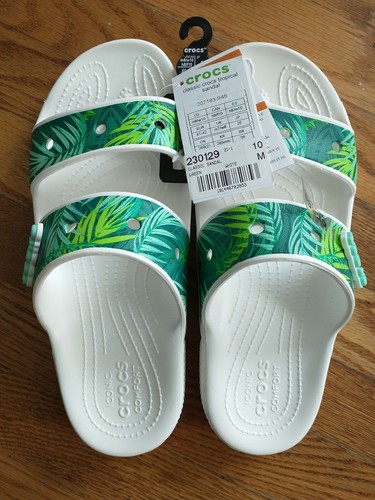 Crocs Classic Tropical Vibes Sandals Slides Slip On Womens 10 Mens 8 - Picture 6 of 12