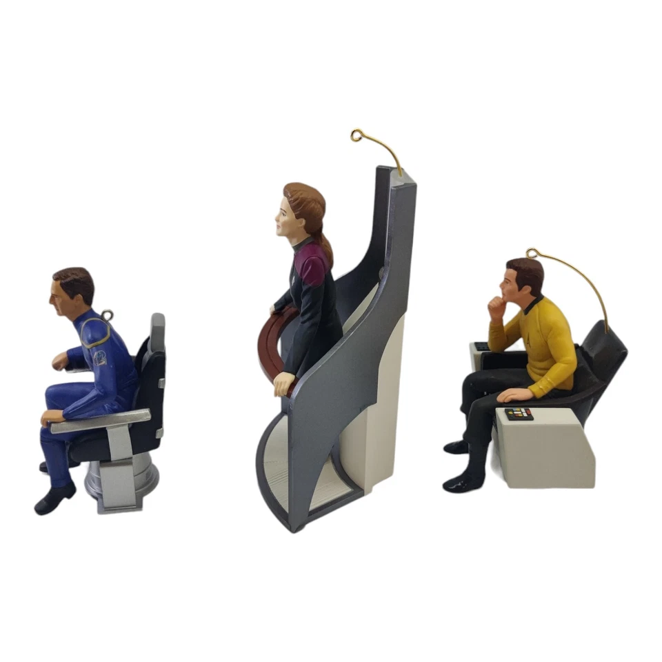 Star Trek Captain Kirk Archer Janeway Command Chair Hanging Ornament Lot Of 3 - Image 3 of 4