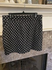 Skort Croft  Barrow Womens Sz M Black And White Print Knit Stretch Cotton Blend