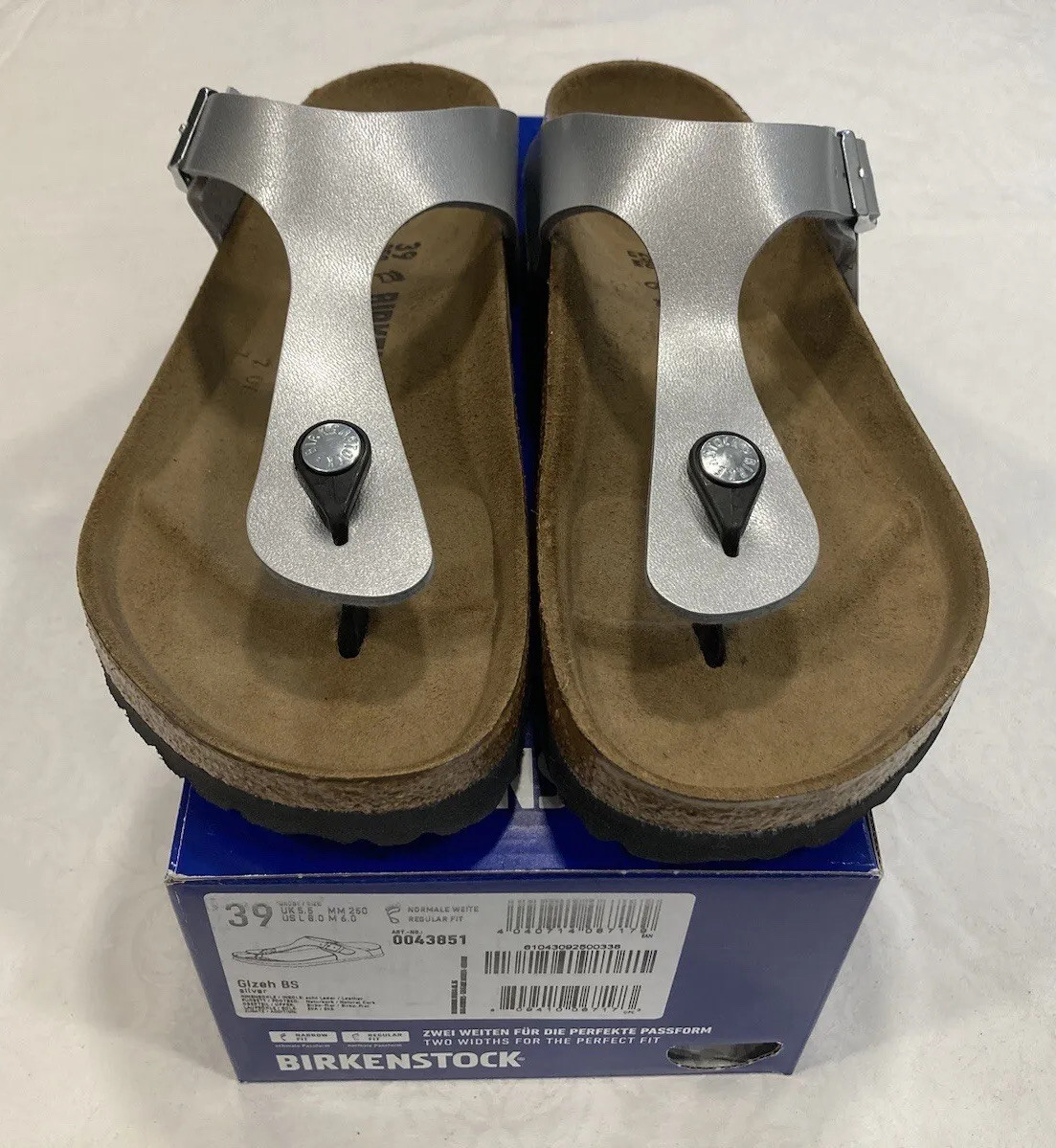 birkenstock gizeh silver 39