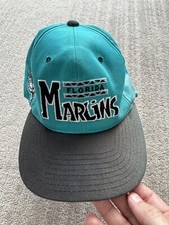 Vintage Miami Florida Marlins Hat Snapback Cap Adjustable Strap Turquoise Blue