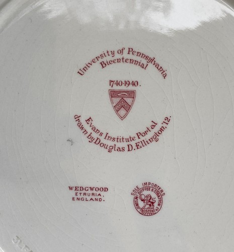 1940 Wedgwood Platte Univ Pennsylvania zweihundertjähriger Teller Evans Inst Portal 10,5" - Bild 4 von 7