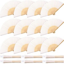 Chunful 60 Pieces Silk Folding Hand Fans with Fabric Sleeve, Bamboo Folded Ha...