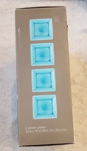 ZAZEN TURQUOISE AQUA Target Home 3 Square Dinner Plates 10 x 10 inch New in BOX - Picture 10 of 11
