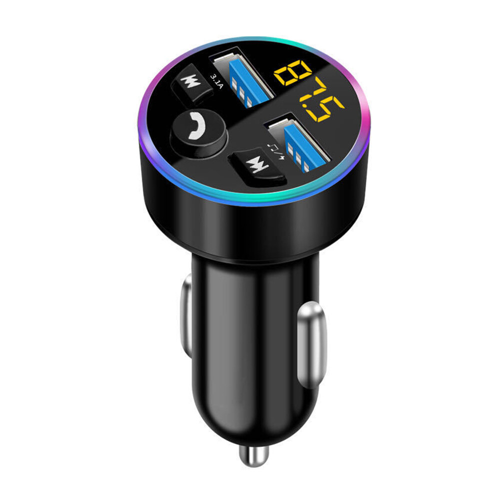 Car Charger FM Transmitter Aux Wireless Bluetooth 5.0 MP3 Hands Free Player ] ♡