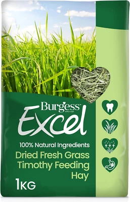 Burgess Excel Dried Fresh Grass Timothy Feeding Hay, 1Kg – Feeding Hay for Rabbi