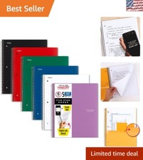 Assorted Color 5-Subject Notebooks with Study App - 200 Sheets Water Resistant