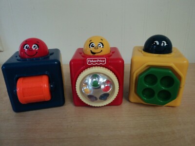 Fisher Price Bright Beginning STACKING ACTION BLOCKS Lot of 3 ABC Developmental