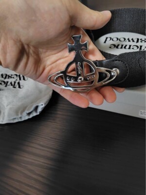 Vivienne Westwood LINE ORB WEBBING Belt Buckle with logo M