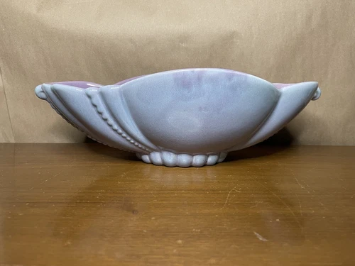 Pair Of Royal Haeger Console Bowl & Pair Of Rosebud Candlestick Holder Purple