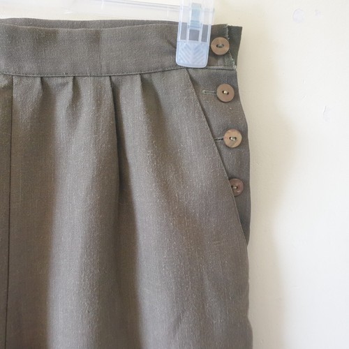 Vintage 90s Green Linen Mix Baggy Shorts Sz 12 Landgirl Turn Ups - Picture 2 of 8