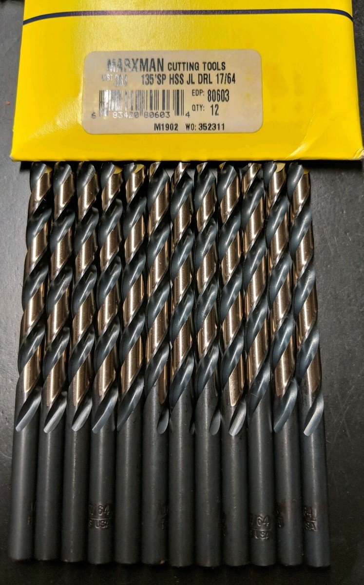 17/64Jobber Drill Bit Bits LOT OF 12 Black & Gold Morse