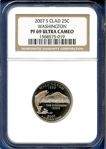 2007 S NGC PR69 Ultra Cameo Clad Washington 25c State Quarter 2007-S PF-69 UCAM