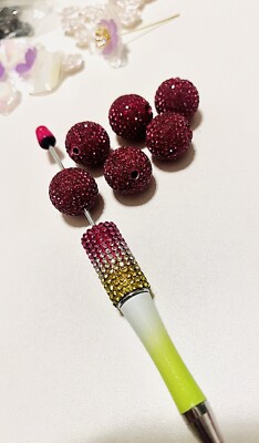 Beautiful High Quality Raspberry Color Rhinestone beads for pens 20mm, 6 Beads P