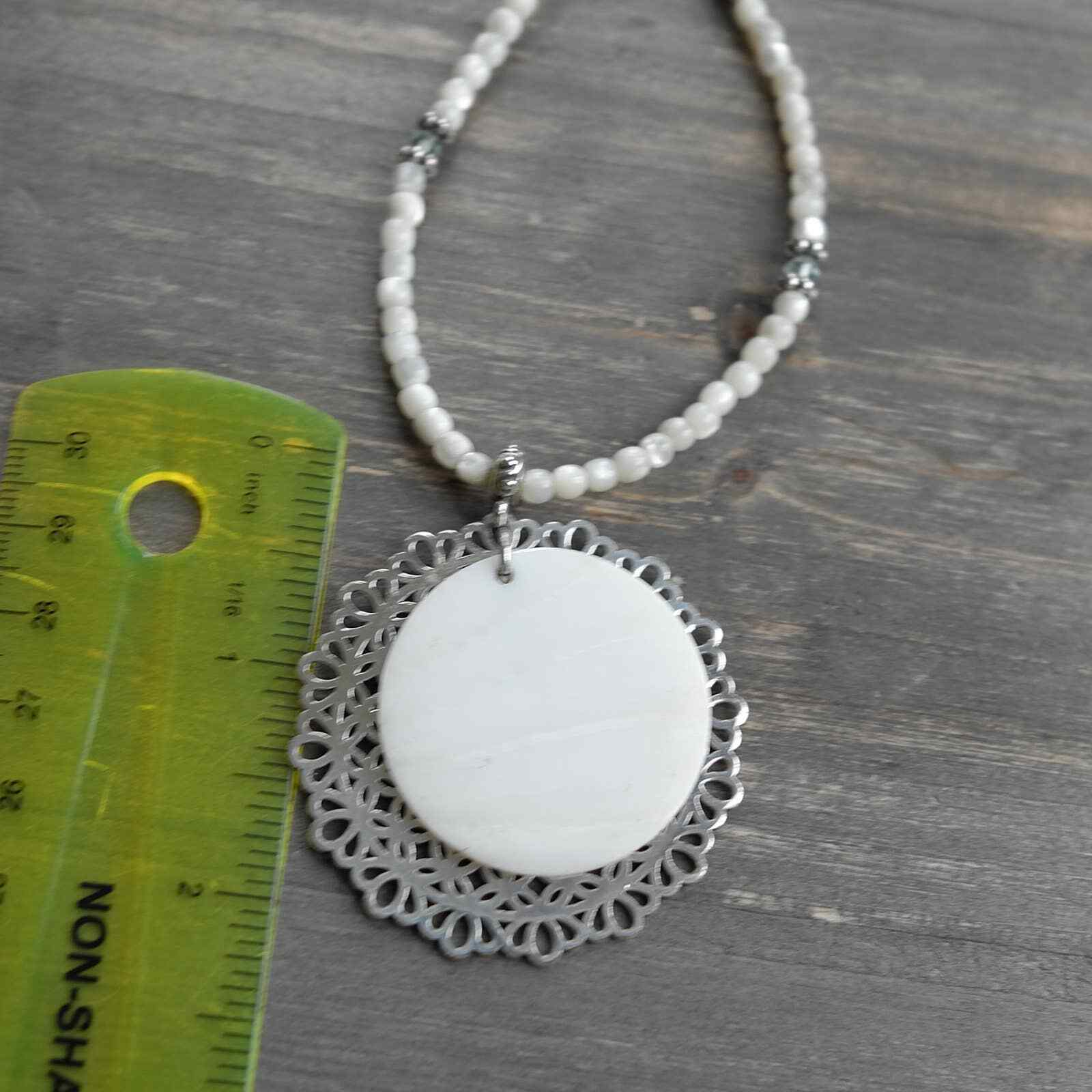Brighton MOP Shell Double Disk Medallion Necklace… - image 7