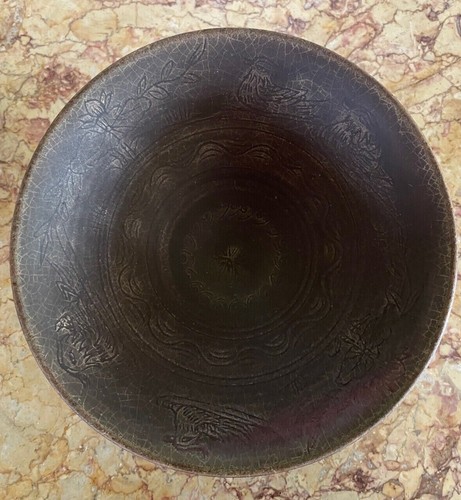 Chinese Song Bowl Brown Rare Porcelain Curved Inside - Picture 7 of 7